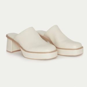 Oak + Fort cream platform clogs